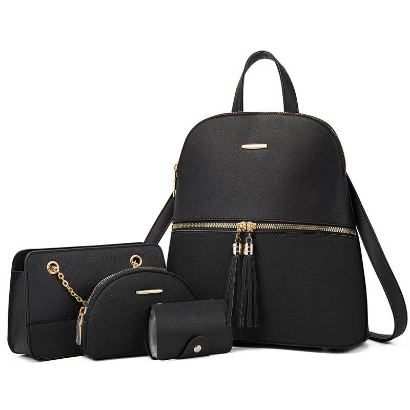 Wholesale PU Backpack, Single Shoulder Diagonal Cross Mother Bag, Four Piece Backpack Set